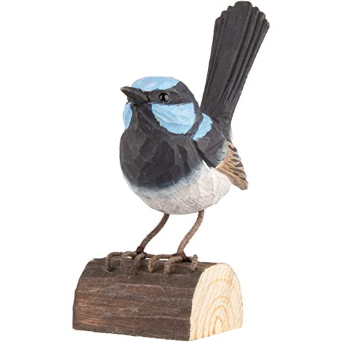 WILDLIFEGARDEN Wildlife Garden - Dekovogel, Holzvogel, Vogel - Prachtstaffelschwanz - Holz - 8 x 4,8 x 9 cm von WILDLIFEGARDEN