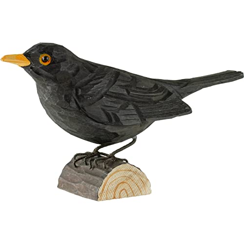 WILDLIFEGARDEN Wildlife Garden WG411 DecoBird Amsel - Handgeschnitzter Dekorative Vogel aus Holz - Mittelgroße Europäische Vögel von WILDLIFEGARDEN