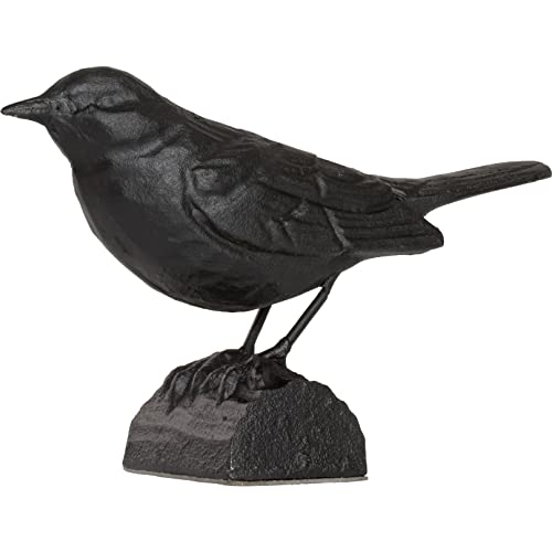 WILDLIFEGARDEN Wildlife Garden WG712 Gusseisen Amsel - Skulptur mit Vogelmotiv für Garten und Innenbereich von WILDLIFEGARDEN