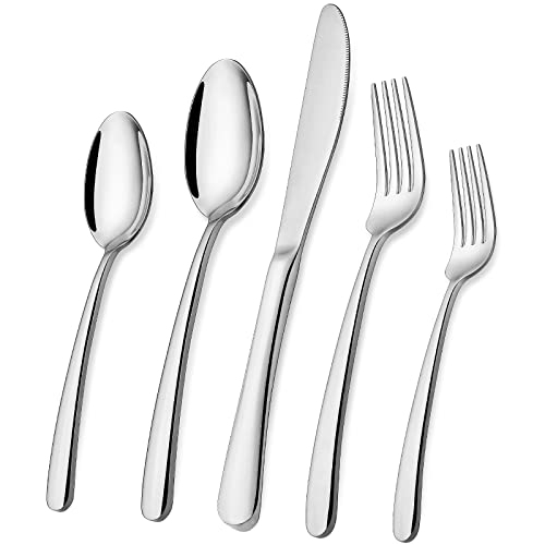 Wildone Premium Edelstahl Besteck Set 60-teilig für 12 Personen - Hochglanzpoliertes, Langlebiges Geschirr-Set für die Küche zu Hause - Inklusive Gabel-Messer-Löffel-Set von Wildone