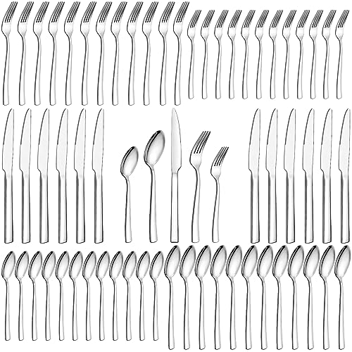 Besteck Set 60-teiliges für 12 Personen, Wildone Premium Edelstahl hochglanzpoliertes Besteck-Set, langlebiges für die Küche zu Hause, inklusive Gabel-Messer-Löffel-Set von Wildone