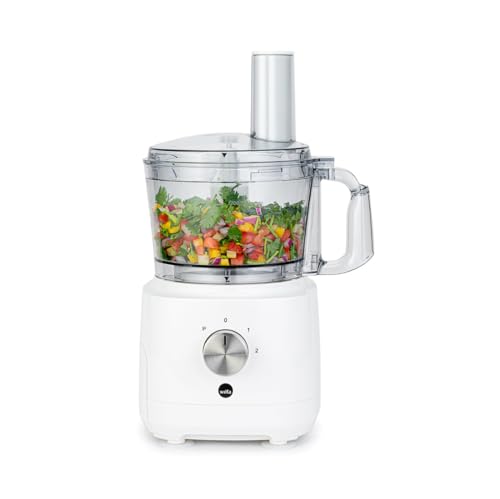 Wilfa Easy Food Processor I 1,2 Liter Behälter I 6 verschiedene Messer I 1.000 Watt I mit Aufbewahrungsschublade I 2 Stufen + Pulse-Funktion I für Gemüse, Obst und Dressings (weiß) von Wilfa