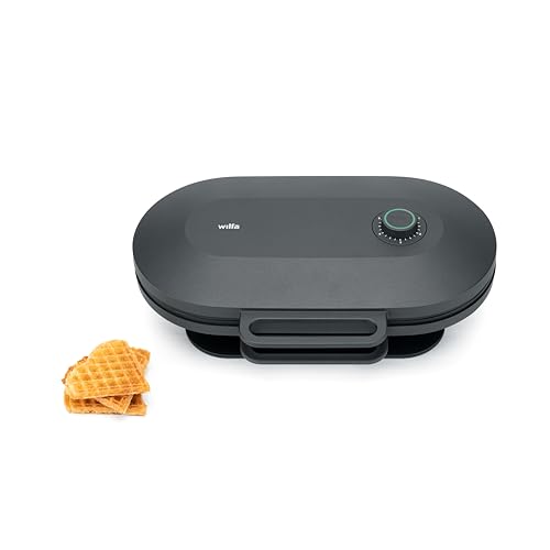 Wilfa JOY Double Waffeleisen I 1.500 Watt I 2x20cm große Herzwaffeln I 5 Temperaturmodi I Mit Alarm-Glocke I Inkl. Teig-Löffel (schwarz) von Wilfa