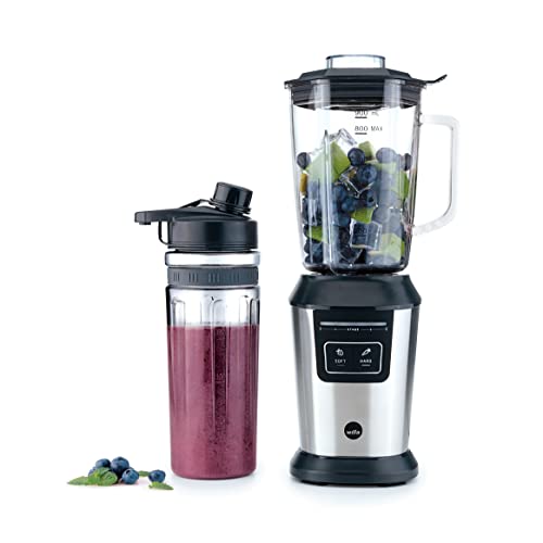 Wilfa Standmixer ACTIVLIFE I Smoothiemaker I BPA-frei I 6-Klingen-Edelstahlmesser I 0,8l Mixbehälter I 800 Watt I inkl. 2GO Flasche (silber-schwarz) von Wilfa