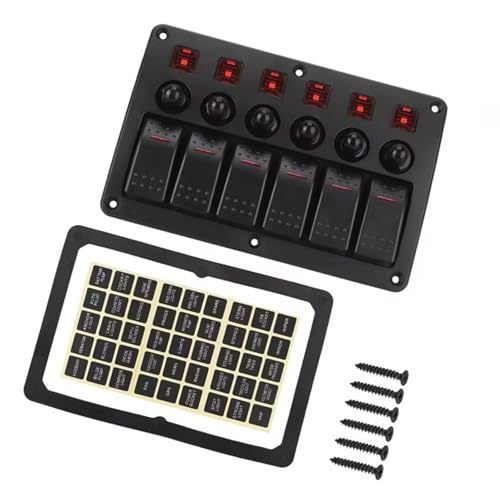 LED Beleuchtet 6 Gang Rocker Schalter Tafel Mit Schaltungsschutzüberlast Sicherheit Für Autoboot UTV 12V 24V Systeme Wasserdichte Schaltertafel Für Boot von Wilgure