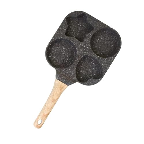 Multifunktionale Eier Frittierpfanne Nicht Stick -4 Hohlraum Pfannen Für Frühstück Hitzebeständige Holzgriff Omeletthersteller Aluminiumlegierungen Frühstückskocher von Wilgure