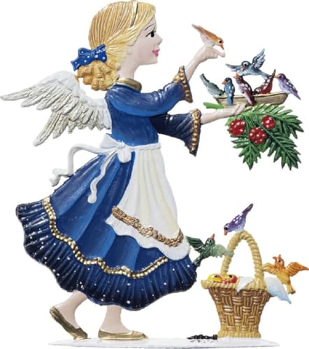 Wilhelm Schweizer Figur aus Zinnlegierung Engel Vogelfütterung von Wilhelm Schweizer