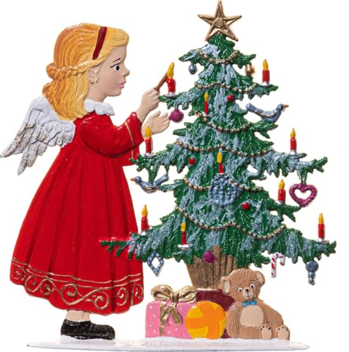 Wilhelm Schweizer Figur aus Zinnlegierung Engel mit Tannenbaum von Wilhelm Schweizer