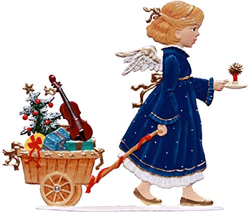 Wilhelm Schweizer Zinnfigur Engel mit Geschenkekarren Jahresengel 2008 von Wilhelm Schweizer