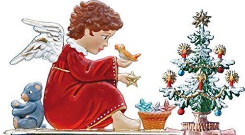 Wilhelm Schweizer Zinnfigur Engel sitzt vor Tannenbaum von Wilhelm Schweizer