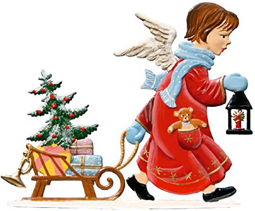 Wilhelm Schweizer Zinnfigur Engel zieht Schlitten Jahresengel 1993 von Wilhelm Schweizer