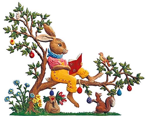 Wilhelm Schweizer Zinnfigur Hase lesend im Baum - Jahreshase 2018 von Wilhelm Schweizer
