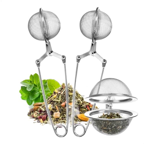 Wilhelm Sell® 2x Teesieb aus rostfreiem Edelstahl - Tee-Ei in Kugelform - leicht zu reinigende Siebzange für losen Tee, Gewürze und Kräuter - feinmaschiger Teefilter (2 Stück) von Wilhelm Sell