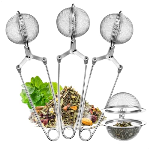 Wilhelm Sell® 3x Teesieb aus rostfreiem Edelstahl - Tee-Ei in Kugelform - leicht zu reinigende Siebzange für losen Tee, Gewürze und Kräuter - feinmaschiger Teefilter (3 Stück) von Wilhelm Sell