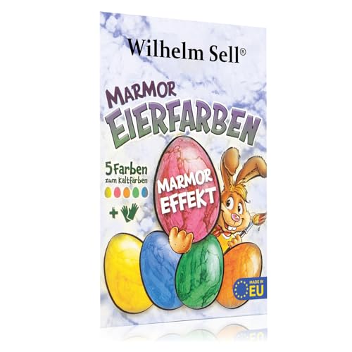 Wilhelm Sell® 5X Flüssige Marmoreffekt-Eierfarben - Perfekte Marmorierung für weiße und braune Eier - Mit Spezialhandschuhe für einfaches Kaltfärben (Bunt - Marmoreffekt) von Wilhelm Sell