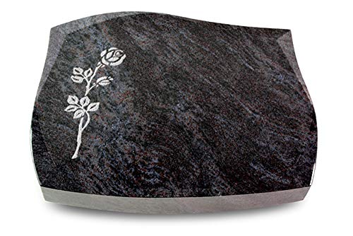 Wilhelmy Grabmale Galaxie Orion Alu Grabplatte, Grabstein, Grabkissen, Urnengrabstein, Liegegrabstein Modell Galaxie 40 x 30 x 7 cm Orion-Granit, poliert inkl. Gravur (Sandstrahl-Ornament Rose 2) von Wilhelmy Grabmale