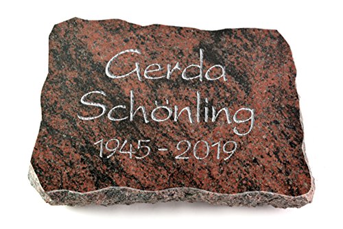 Wilhelmy Grabmale Grabplatte, Grabstein, Grabkissen, Urnengrabstein, Liegegrabstein Modell Pure 40 x 30 x 5 cm Aruba-Granit, poliert inkl. Gravur (Ohne Ornament) von Wilhelmy Grabmale