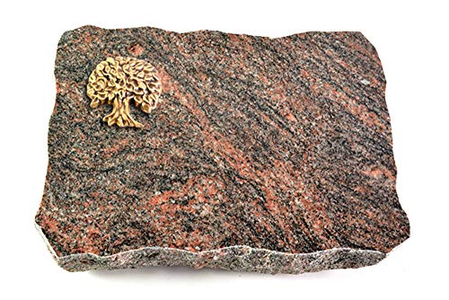 Wilhelmy Grabmale Grabplatte, Grabstein, Grabkissen, Urnengrabstein, Liegegrabstein Modell Pure 40 x 30 x 5 cm Himalaya-Granit, poliert inkl. Gravur (Bronze-Ornament Baum 3) von Wilhelmy Grabmale