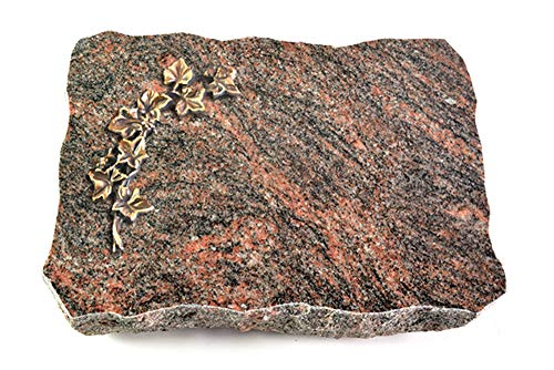 Wilhelmy Grabmale Grabplatte, Grabstein, Grabkissen, Urnengrabstein, Liegegrabstein Modell Pure 40 x 30 x 5 cm Himalaya-Granit, poliert inkl. Gravur (Bronze-Ornament Efeu) von Wilhelmy Grabmale