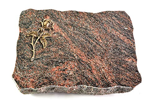 Wilhelmy Grabmale Grabplatte, Grabstein, Grabkissen, Urnengrabstein, Liegegrabstein Modell Pure 40 x 30 x 5 cm Himalaya-Granit, poliert inkl. Gravur (Bronze-Ornament Rose 2) von Wilhelmy Grabmale