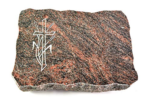 Wilhelmy Grabmale Grabplatte, Grabstein, Grabkissen, Urnengrabstein, Liegegrabstein Modell Pure 40 x 30 x 5 cm Himalaya-Granit, poliert inkl. Gravur (Sandstrahl-Ornament Kreuz 4) von Wilhelmy Grabmale