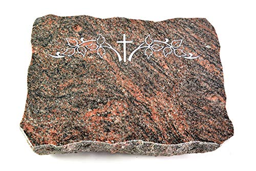 Wilhelmy Grabmale Grabplatte, Grabstein, Grabkissen, Urnengrabstein, Liegegrabstein Modell Pure 40 x 30 x 5 cm Himalaya-Granit, poliert inkl. Gravur (Sandstrahl-Ornament Kreuz 5) von Wilhelmy Grabmale