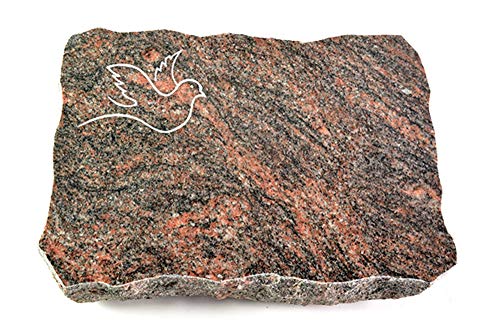 Wilhelmy Grabmale Grabplatte, Grabstein, Grabkissen, Urnengrabstein, Liegegrabstein Modell Pure 40 x 30 x 5 cm Himalaya-Granit, poliert inkl. Gravur (Sandstrahl-Ornament Taube 2) von Wilhelmy Grabmale