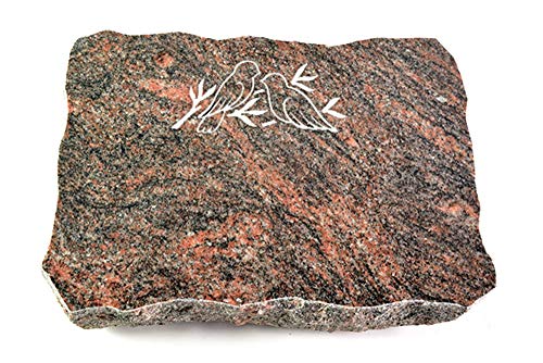 Wilhelmy Grabmale Grabplatte, Grabstein, Grabkissen, Urnengrabstein, Liegegrabstein Modell Pure 40 x 30 x 5 cm Himalaya-Granit, poliert inkl. Gravur (Sandstrahl-Ornament Vögel) von Wilhelmy Grabmale