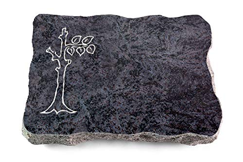 Wilhelmy Grabmale Grabplatte, Grabstein, Grabkissen, Urnengrabstein, Liegegrabstein Modell Pure 40 x 30 x 5 cm Orion-Granit, poliert inkl. Gravur (Sandstrahl-Ornament Baum 2) von Wilhelmy Grabmale