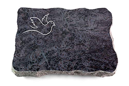 Wilhelmy Grabmale Grabplatte, Grabstein, Grabkissen, Urnengrabstein, Liegegrabstein Modell Pure 40 x 30 x 5 cm Orion-Granit, poliert inkl. Gravur (Sandstrahl-Ornament Taube 2) von Wilhelmy Grabmale