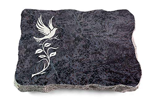 Wilhelmy Grabmale Grabplatte, Grabstein, Grabkissen, Urnengrabstein, Liegegrabstein Modell Pure 40 x 30 x 5 cm Orion-Granit, poliert inkl. Gravur (Sandstrahl-Ornament Taube 3) von Wilhelmy Grabmale