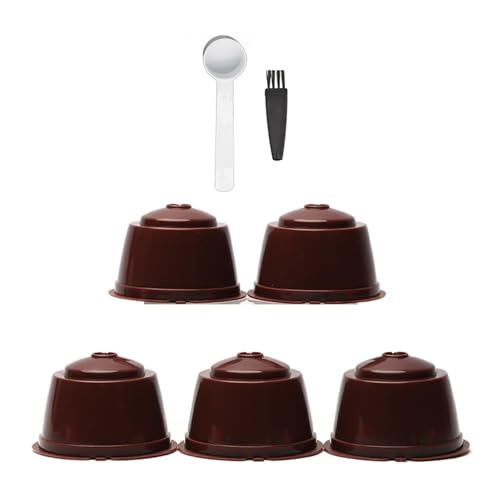 5-teiliger Espresso-Kaffeepad-Kapselbecher, wiederverwendbarer Kaffeekapsel-Filterbecher, nachfüllbare Kaffeepad-Kapseln mit integriertem integriertem Netzsieb für Dolce Gusto Braun von Wilitto