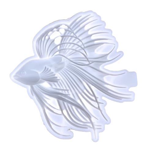 Betta Fischmacher-Form, Ornament, Silikon, handgefertigt, 3D-Epoxidharz, Guss für Kampffiguren, Dekoration, Bastelliebhaber, Weiß von Wilitto
