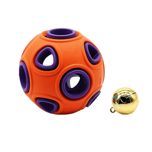 Interaktives Hundespielzeug mit Sound Molar Reinigung Gummibälle Glocke Kaufestes Spielzeug für kleine mittelgroße Hunde Zähne Anemonenball Leuchtend Nachtviolett B von Wilitto