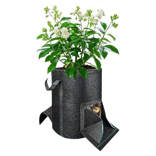 Kartoffel-Pflanzbeutel mit ausziehbarem Erntefenster, Vliesstoff-Pflanzbeutel, Kartoffelzuchtbehälter mit sichtbarem Fenster für Karotten, Gemüse, Blumen, 15 Gallonen von Wilitto