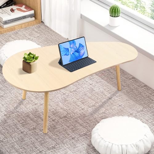 Wilitto Cloud Couchtisch, niedrig, japanischer Stil, einfacher Couchtisch aus Holz, kleine kurze Couchtische für kleine Räume, Wohnzimmer-Mitteltisch, Teetisch zum Sitzen auf dem Boden (Log) von Wilitto