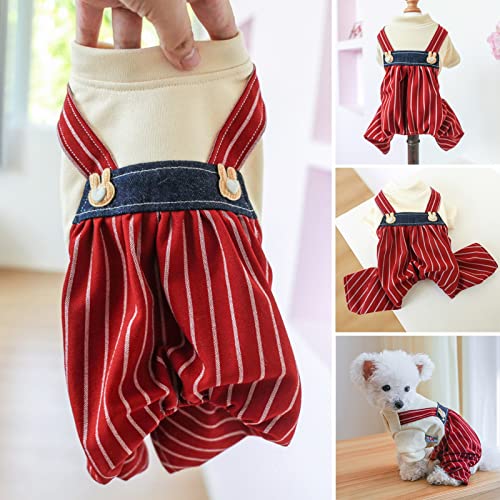Wilitto Haustier-Overall, weich, bequem, Frühlings- und Sommer-Hundekleidung, weinrote Streifen-Trägerhose, gestreifte Strampler-Kleidung, Heimtierbedarf Weinrot L Wilitto Haustier-Overall, weich, bequem, Frühlings- und Sommer-Hundekleidung, weinrote Streifen-Trägerhose, gestreifte Strampler-Kleidung, Heimtierbedarf Weinrot L von Wilitto