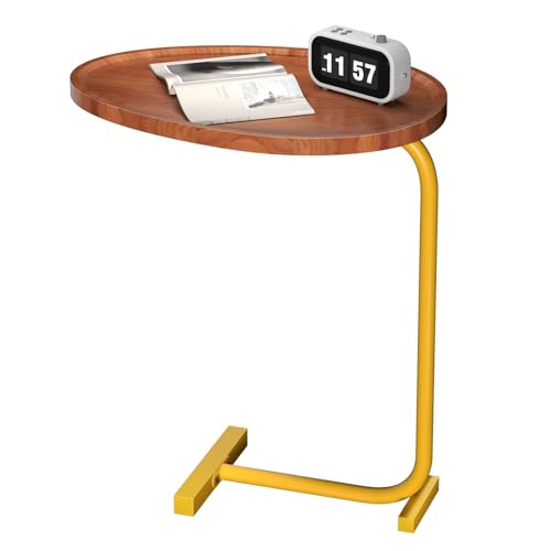 Wilitto Kleiner Couchtisch, kleiner Beistelltisch, ovaler Desktop-Nachttisch, C-förmiger Beistelltisch, schwenkbares TV-Tablett Sofatisch Tablett für Snack-Getränke, Couch-Beistelltisch A von Wilitto