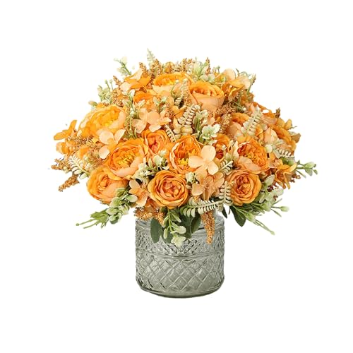 Wilitto Künstliche Blume, künstliche Pfingstrosen, realistisch, exquisit, für Zuhause, Hochzeit, Party, Dekoration, Gelb von Wilitto
