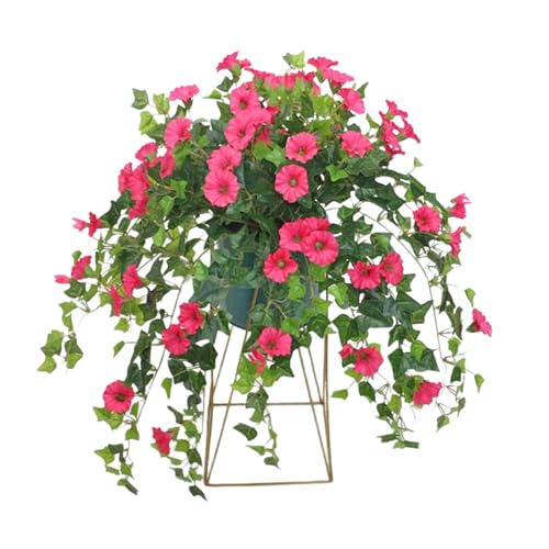 Wilitto Künstliche Blumen für Terrasse, Garten, realistische Petunie, Morgenglorie, für Zuhause, Büro, Tisch, Tafelaufsatz, Hochzeit, hängende Kunstblumen, Rot Wilitto Künstliche Blumen für Terrasse, Garten, realistische Petunie, Morgenglorie, für Zuhause, Büro, Tisch, Tafelaufsatz, Hochzeit, hängende Kunstblumen, Rot von Wilitto