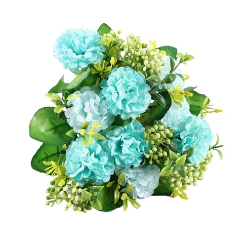 Wilitto Lebensechte künstliche Blumen, künstlicher Blumenstrauß, Seiden-Chrysanthemen-Blume, pflegeleicht, hält kleine Stücke, Seeblau von Wilitto