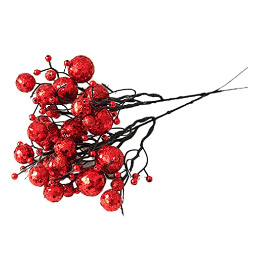 Wilitto Weihnachtsbaum-Beerenzweig, künstliche Weihnachtsbeeren-Picks, für DIY-Handwerk, Weihnachtsbaum, Kranz, Beerenzweig für Hochzeit, Zuhause und Partydekoration, rot, Einheitsgröße von Wilitto