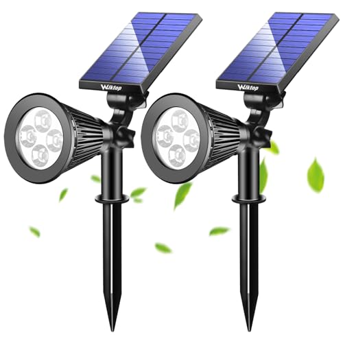 Wilktop LED Solar Strahler Solarleuchte Landscape (2x;Warmweiß) 3th Version Superhelle Spotlight Solarbetriebene; Wasserdicht für die Hinterhöfe, Gärten, Rasen usw von Wilktop