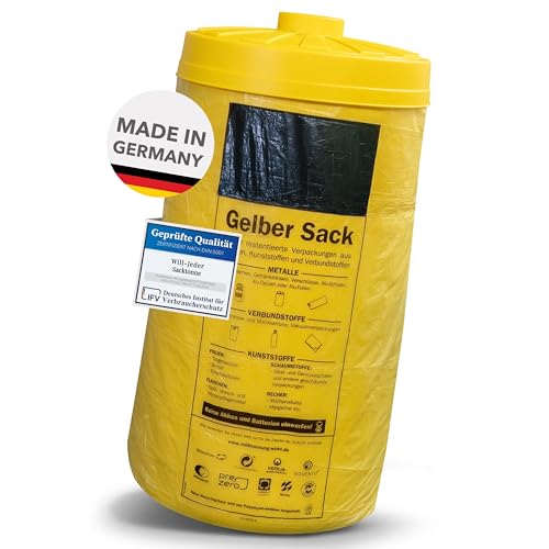 clevere Einfüllhilfe für Gelbe Säcke - Sacktonne gelb mit Deckel - Gelbe Säcke Werden Stabiler - Ständer für Gelben Sack, Müllsackständer, Müllständer, Wertstoffbehälter von Veolia