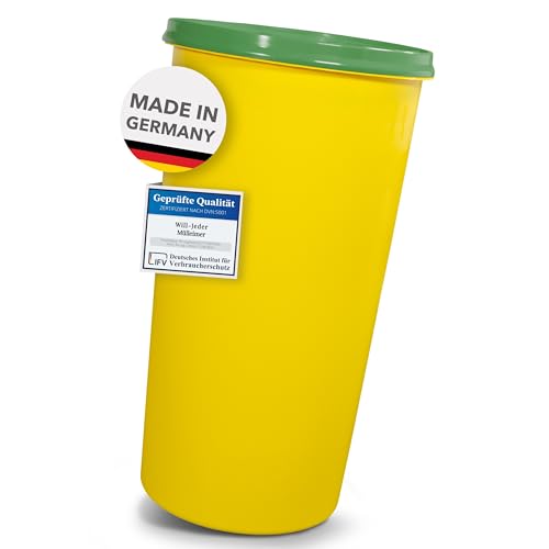 Will-Jeder Mülleimer 60l mit geruchsdichtem Deckel (Grün), Gelber Sack Ständer, Made in Germany, Müllsackständer ermöglicht rissfreie Säcke von Will-Jeder