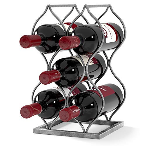 will's Tisch-Weinregal – Imperial Trellis (5 Flaschen, Silber) – freistehendes Tisch-Weinregal und Weinflaschenaufbewahrung, kein Zusammenbau erforderlich von will's
