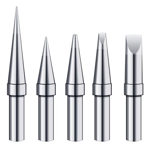 Schweißlötspitzen für ET Lötkolben, ETS ETA ETB ETT ETD Ersatz für Weller WES51 WESD51 WE1010NA PES51 Lötkolben Griff Spitze Schweißstift Düse Lötkolben Set (5PCS Spitzenset) von Willdone