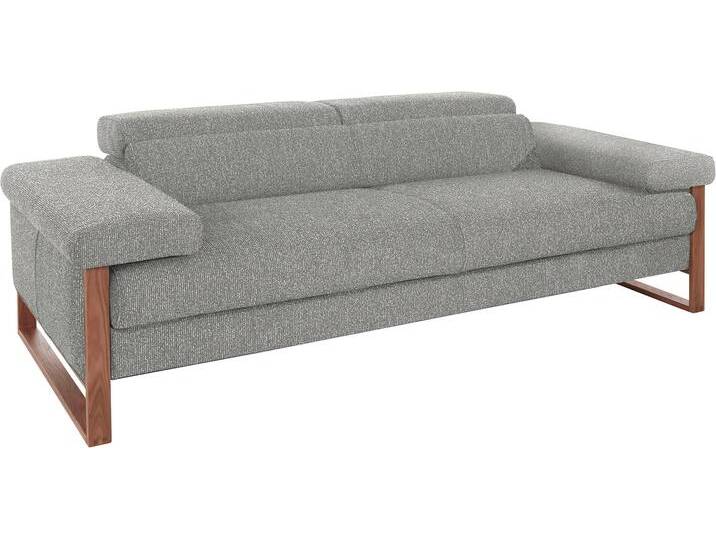2,5-Sitzer W.SCHILLIG finn , grau (steel s22), B:230cm H:71cm T:106cm, Flachgewebe S22 (100% Polyester), Stoff S37 (100% Polyester), Longlife Xtra-Leder Z59: Glattleder mit modischer Prägung. Hautstärke 0, 9 - 1, 1 mm, Sofas, German Design Award 2016, Fußgestell Nussbaum natur, Breite 230 cm von Willi-Schillig