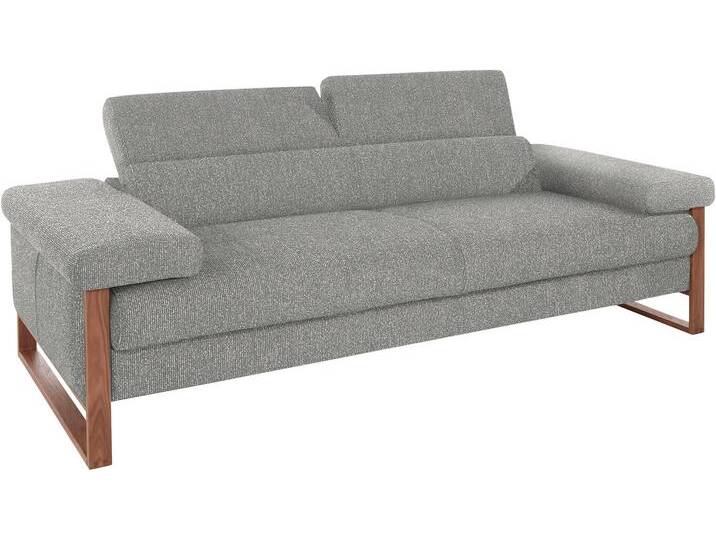 2,5-Sitzer W.SCHILLIG finn , grau (steel s22), B:230cm H:71cm T:106cm, Flachgewebe S22 (100% Polyester), Stoff S37 (100% Polyester), Longlife Xtra-Leder Z59: Glattleder mit modischer Prägung. Hautstärke 0, 9 - 1, 1 mm, Sofas, German Design Award 2016, Fußgestell Nussbaum natur, Breite 230 cm von Willi-Schillig