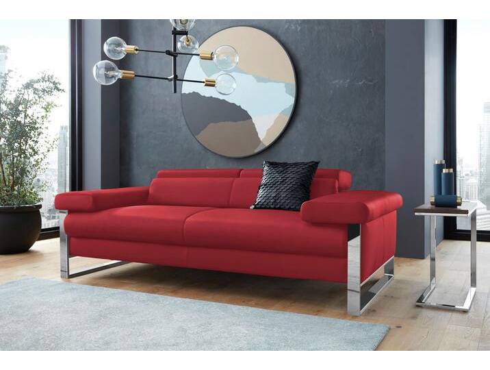 2-Sitzer Sofa, Longlife Xtra-Leder, ruby rot Z59, 210×106 cm, mit Kopfteilverstellung, Modern, W.SCHILLIG von Willi-Schillig